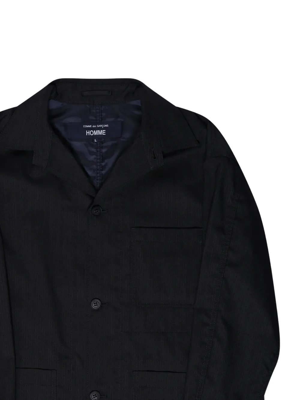 Comme des Garçons Homme Jack met opgestikte zak en gekerfde revers Zwart