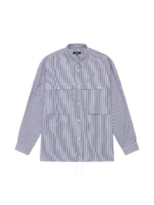 Jiyong　81 JiyongKim Sun-Bleached Strap Detailed Shirt | Blue | FARFETCH SG