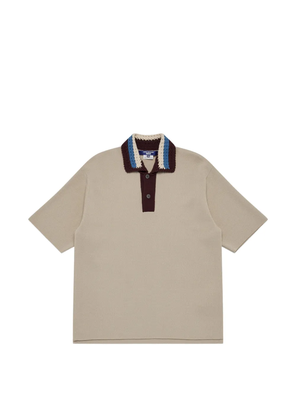 Junya Watanabe MAN crochet-collar polo shirt - Nude