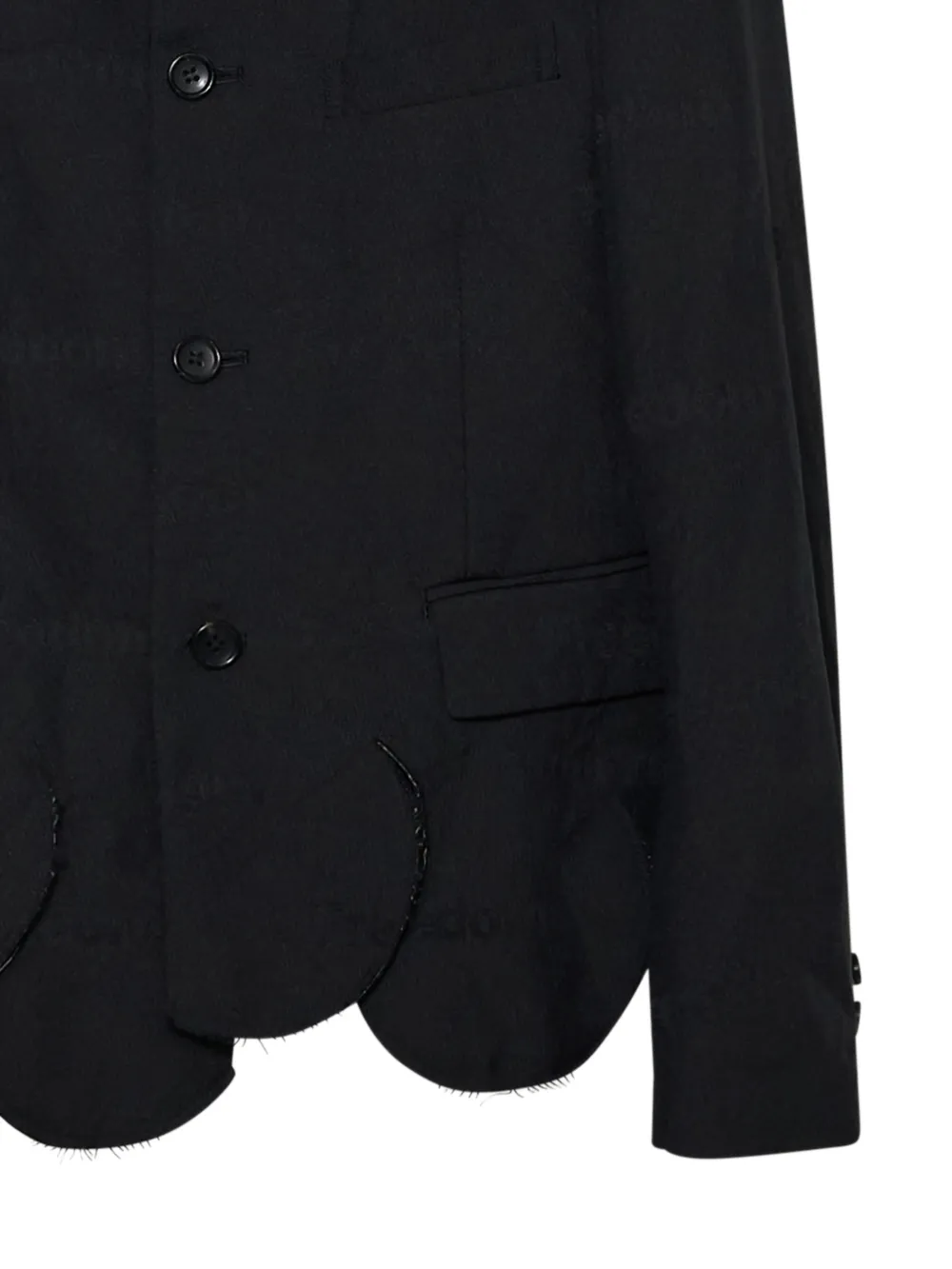 Black Comme Des Garçons Jack met Peter Pan kraag en gewelfde afwerking Zwart