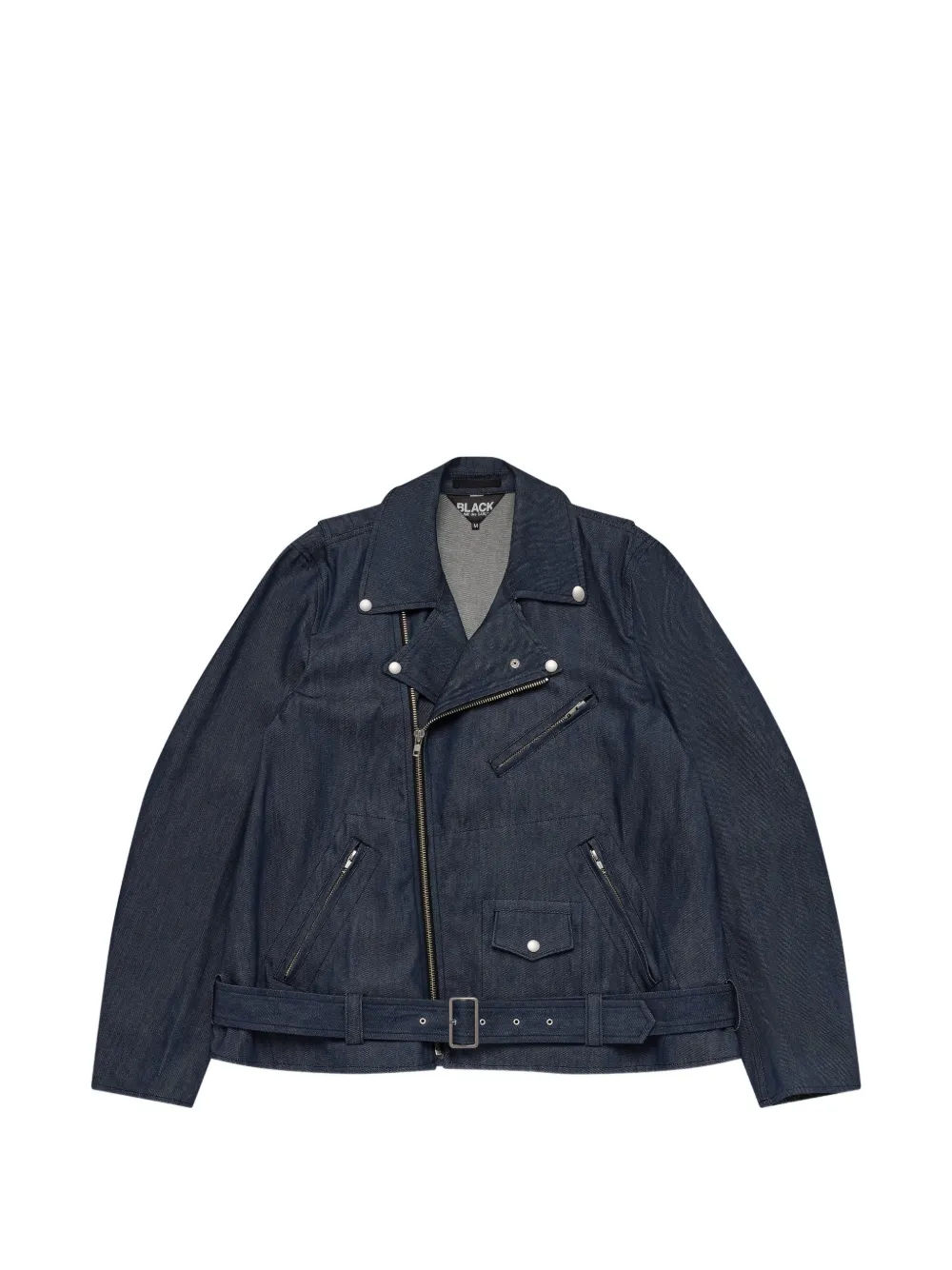 Black Comme Des Garçons denim biker jacket - Blu
