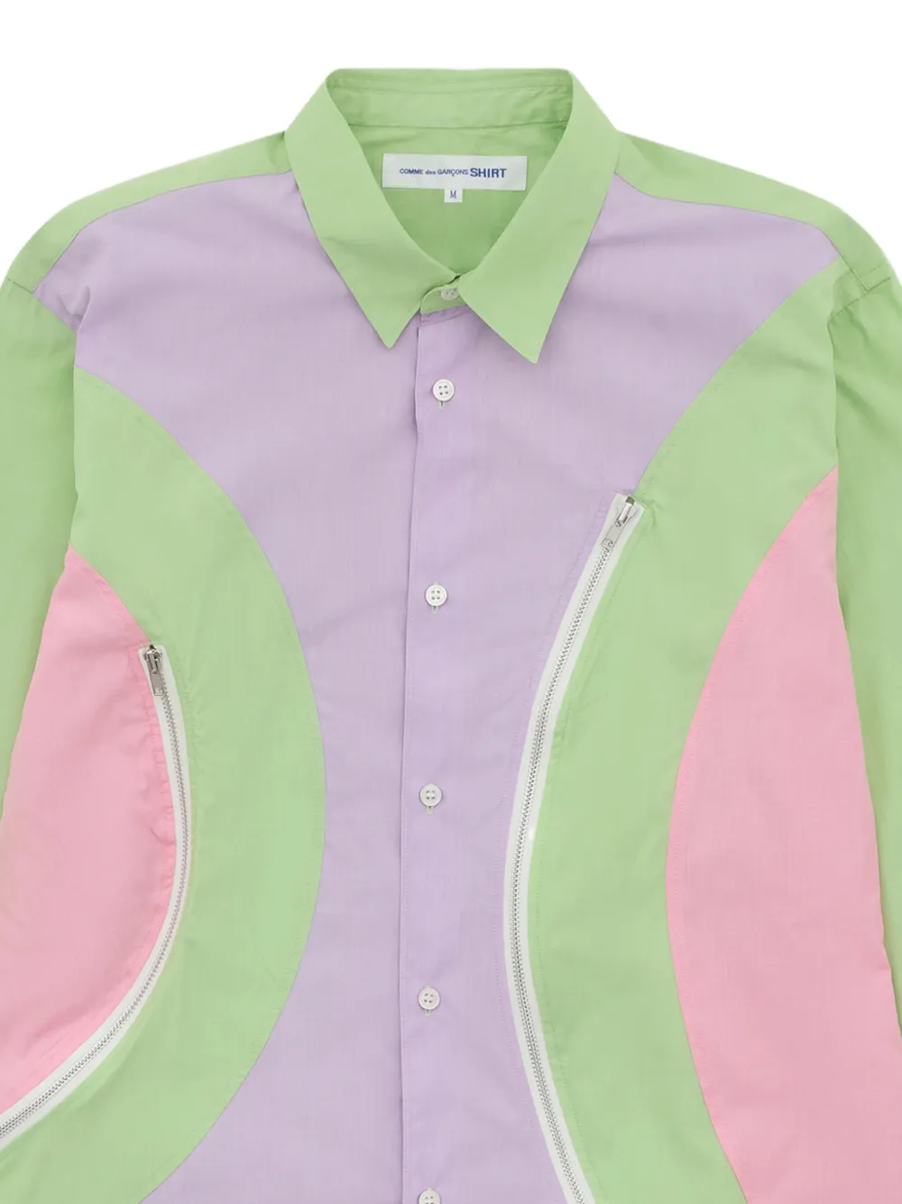 COMME des GARCONS HOMME クレイジーカラーシャツ M Comme Des Garçons Shirt カラーブロック ジップシャツ | グリーン