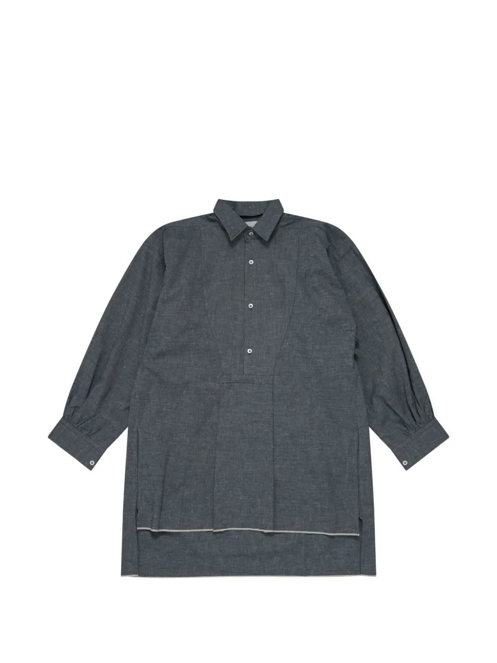 Setchu pleated-bib long-sleeve shirt - Grigio