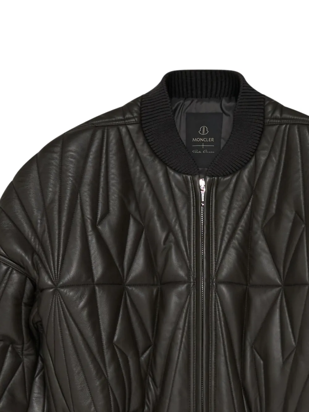 Rick Owens Gewatteerd leren jack Zwart