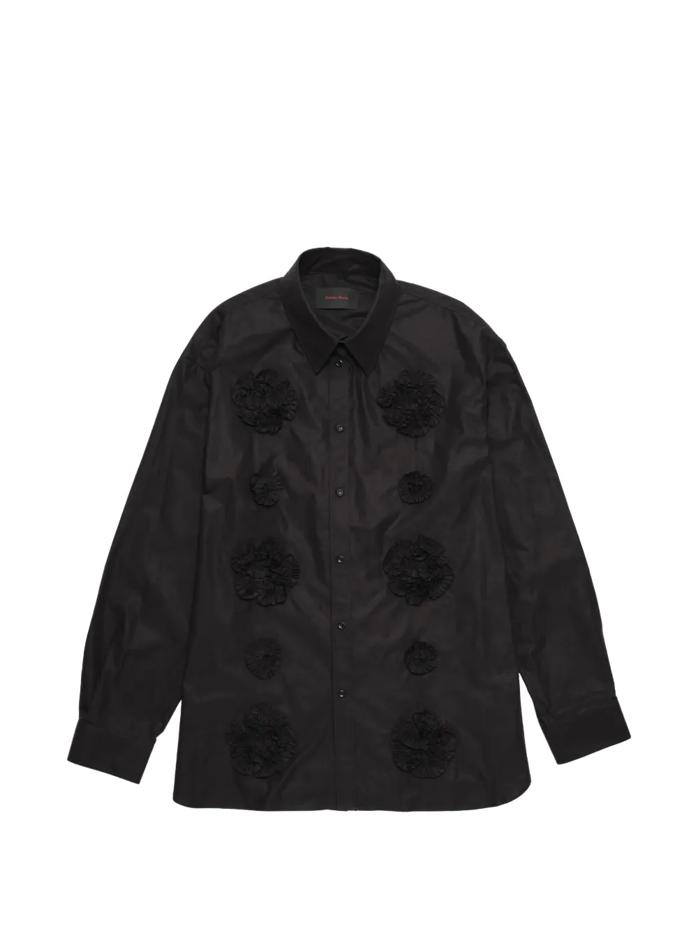 Simone Rocha floral-appliqué shirt - Nero