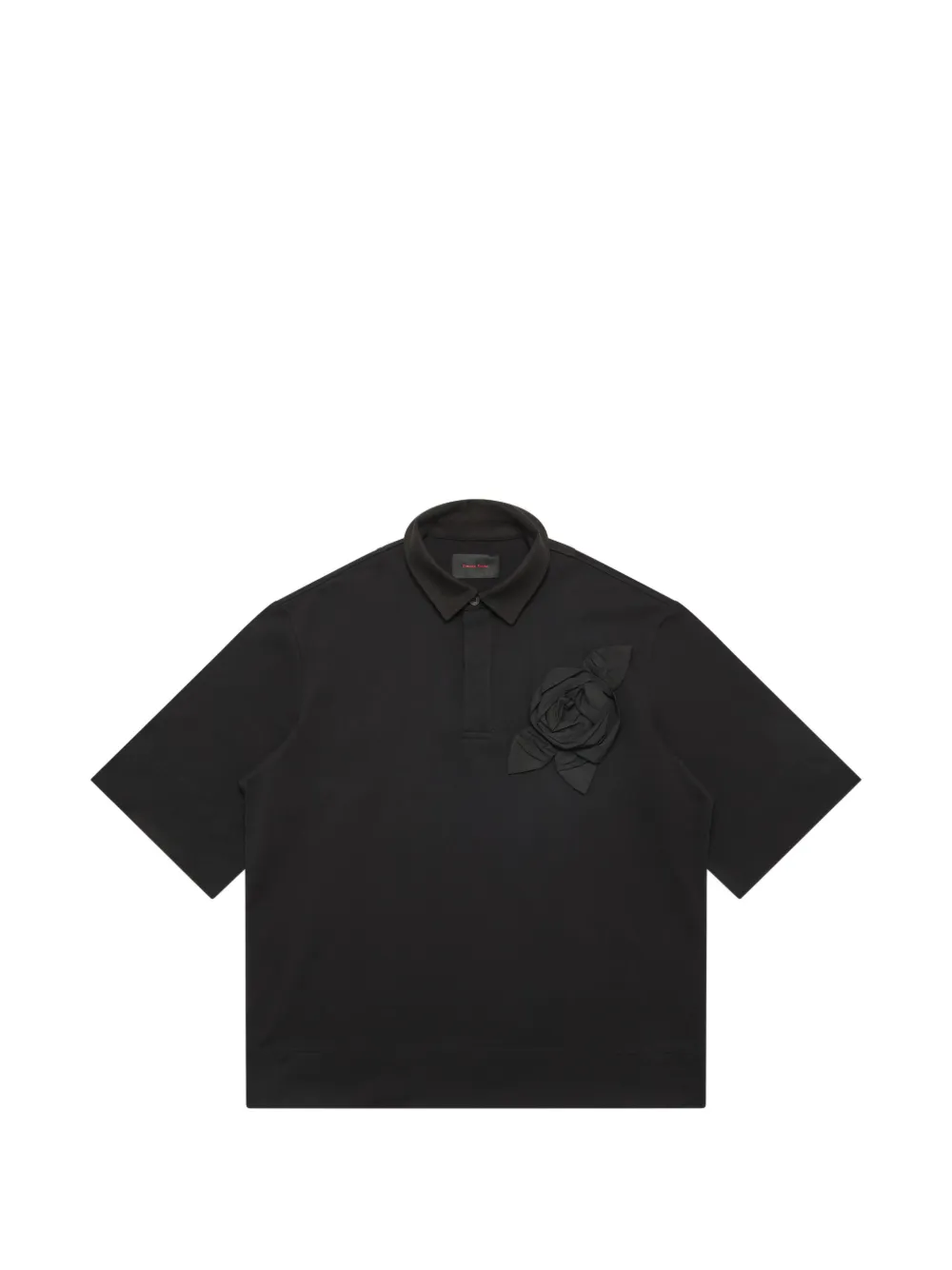 Simone Rocha rose appliqué polo top - Black
