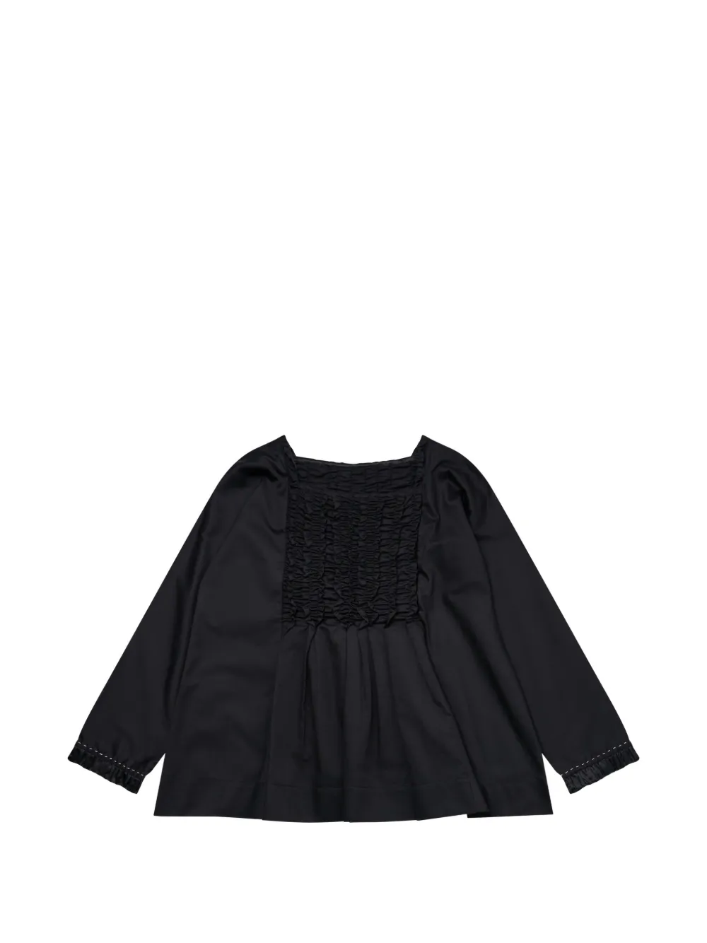 Renli Su smocked long-sleeve blouse - Nero
