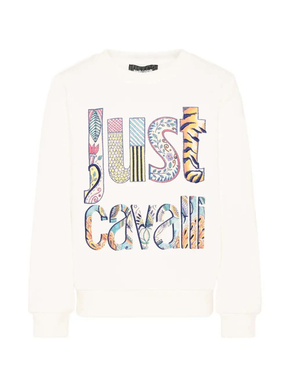 Just Cavalli Kids logo-patterned crew-neck sweatshirt - Toni neutri
