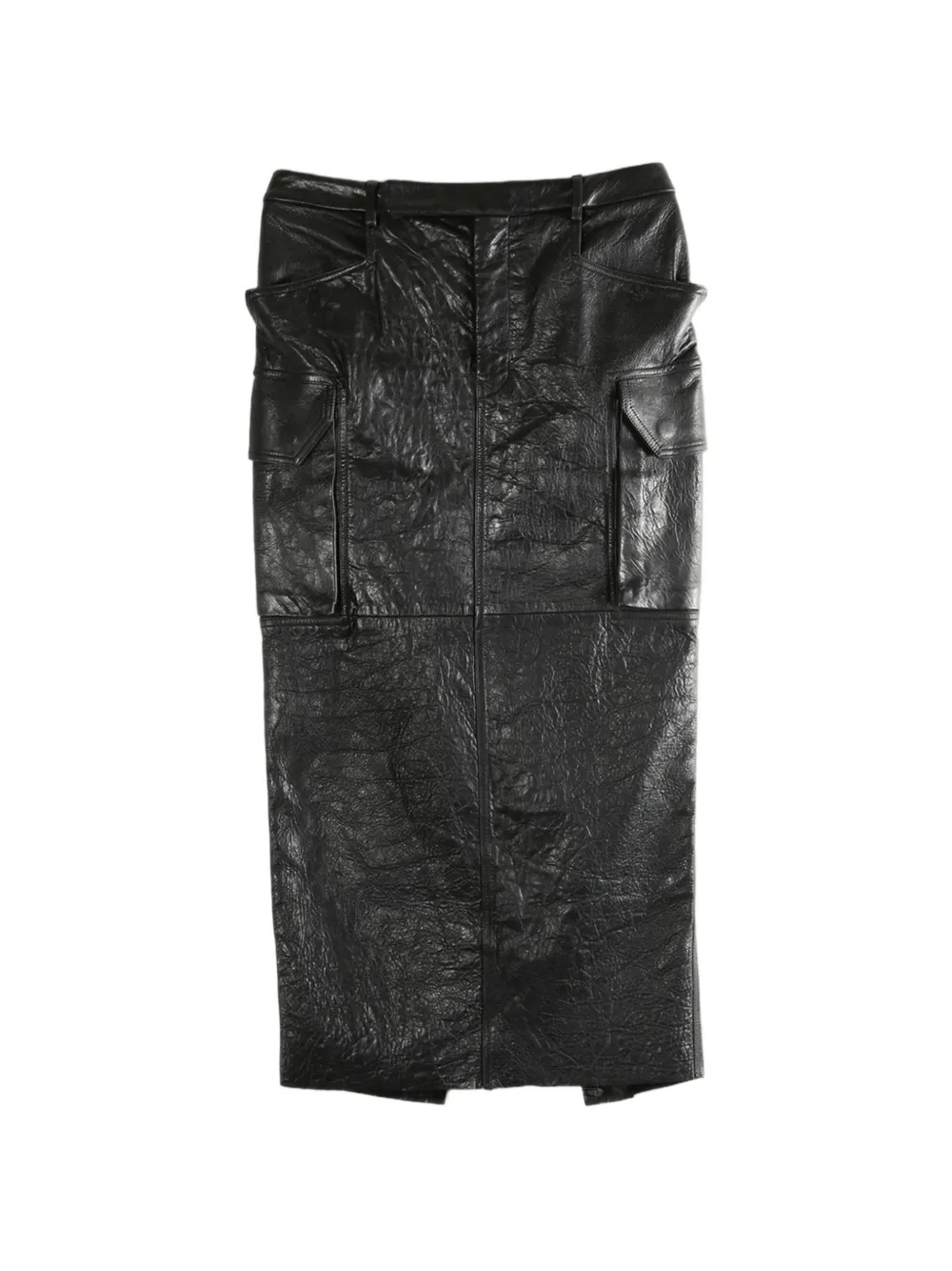 Rick Owens flap-pocket split midi skirt - Nero