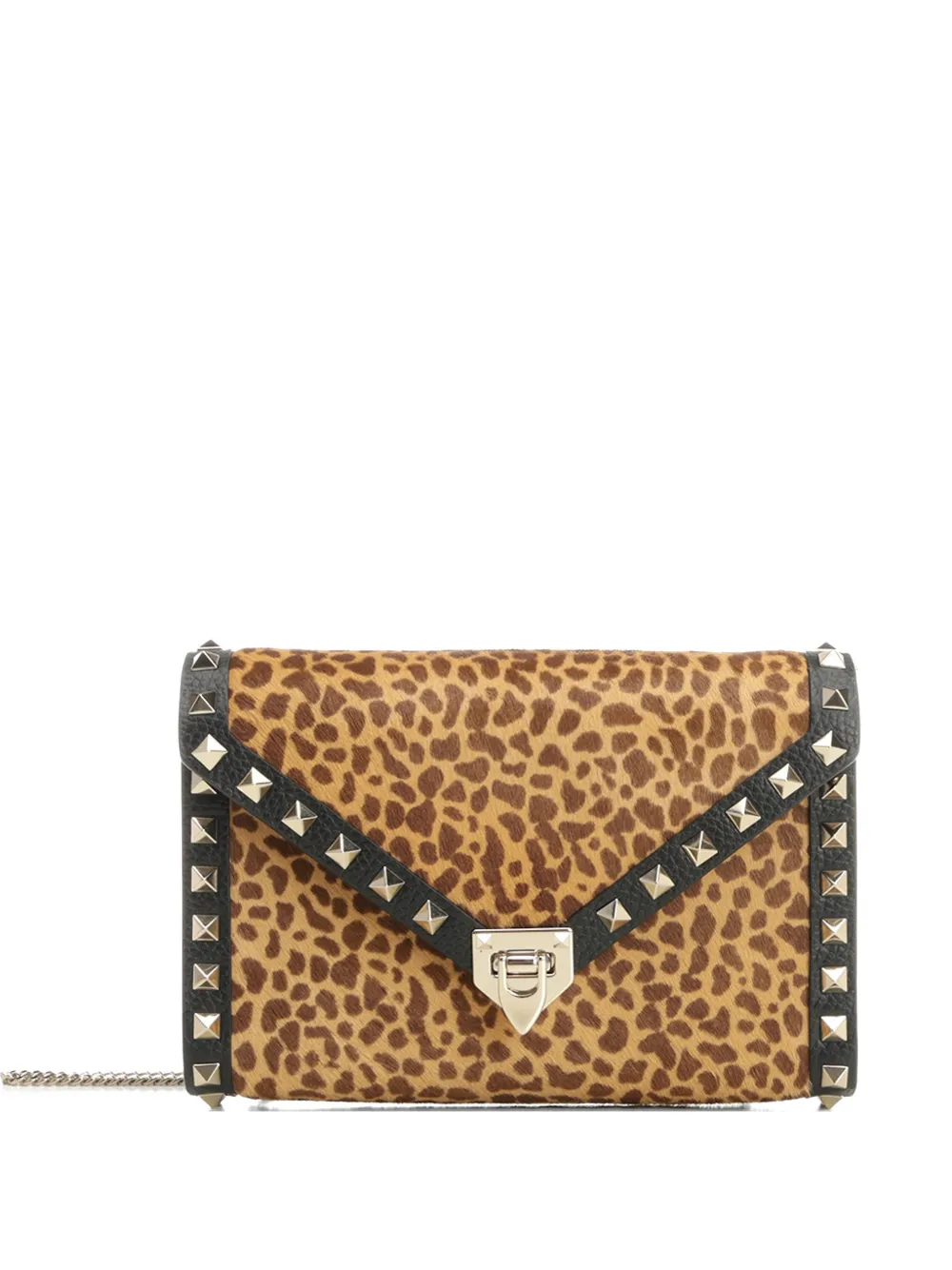 Valentino Garavani mini Rockstud leopard print stud shoulder bag - Toni neutri
