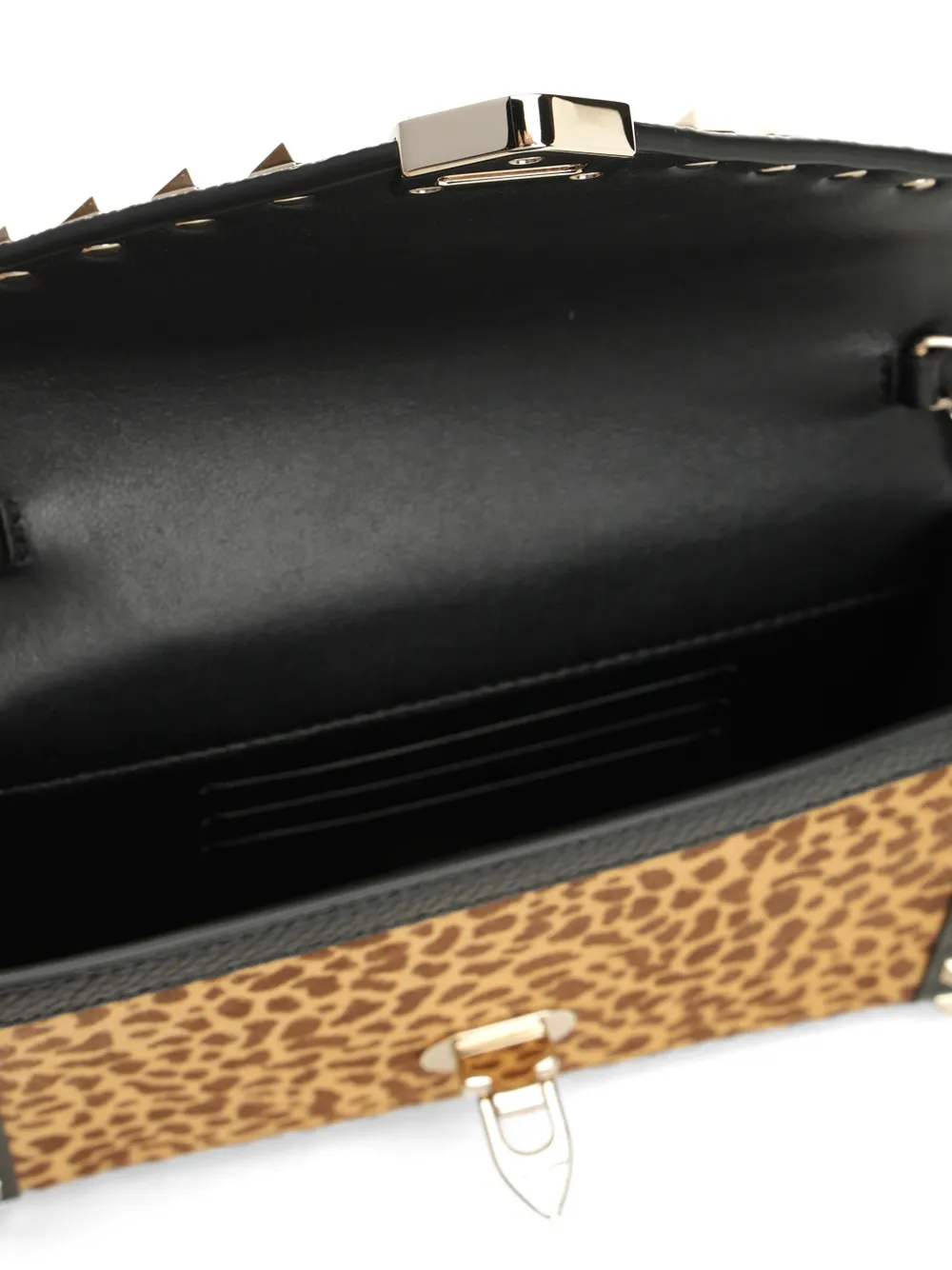 Valentino Garavani Rockstud kleine schoudertas met luipaardprint Beige
