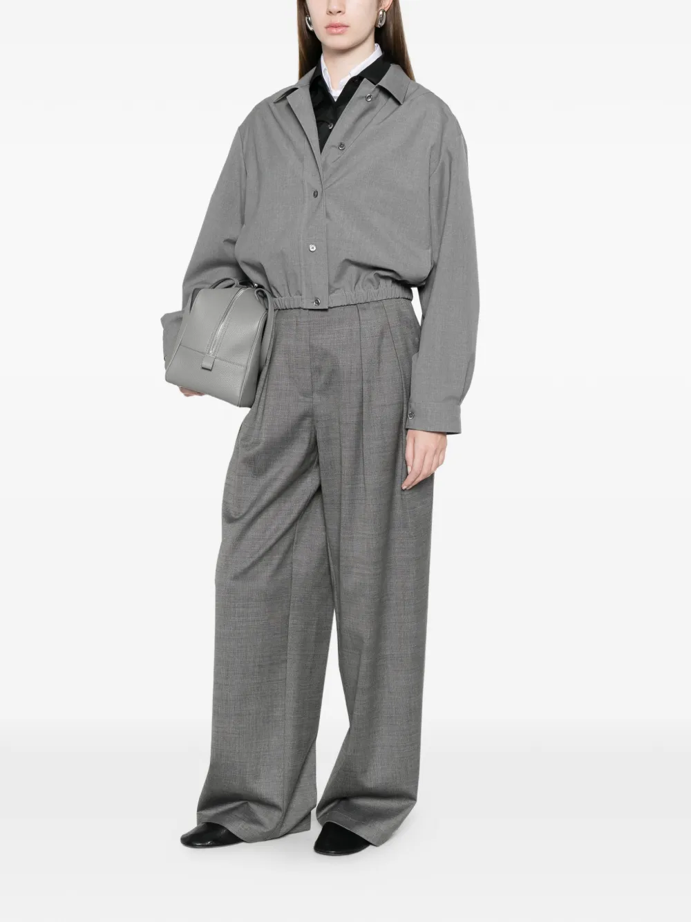  Jil Sander Pointed-collar Bomber Jacket - Grey 