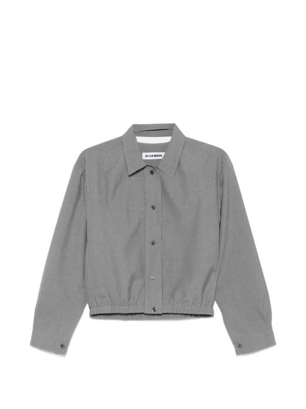 Jil Sander ポインテッドカラー ボンバージャケット | グレー