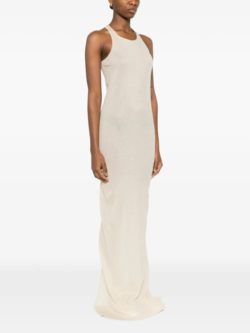 Rick Owens Crew Neck Racerback Maxi Dress - Neutrals 