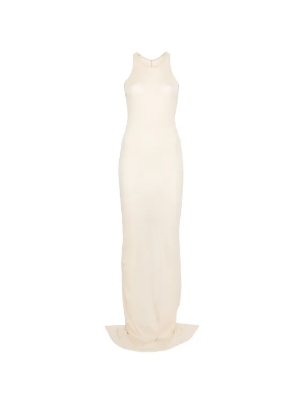 rick owens white dress One-shoulder draped minidress in - ITS SKIRT TAPERS TO THE FLOOR Rick Owens Dresses White for