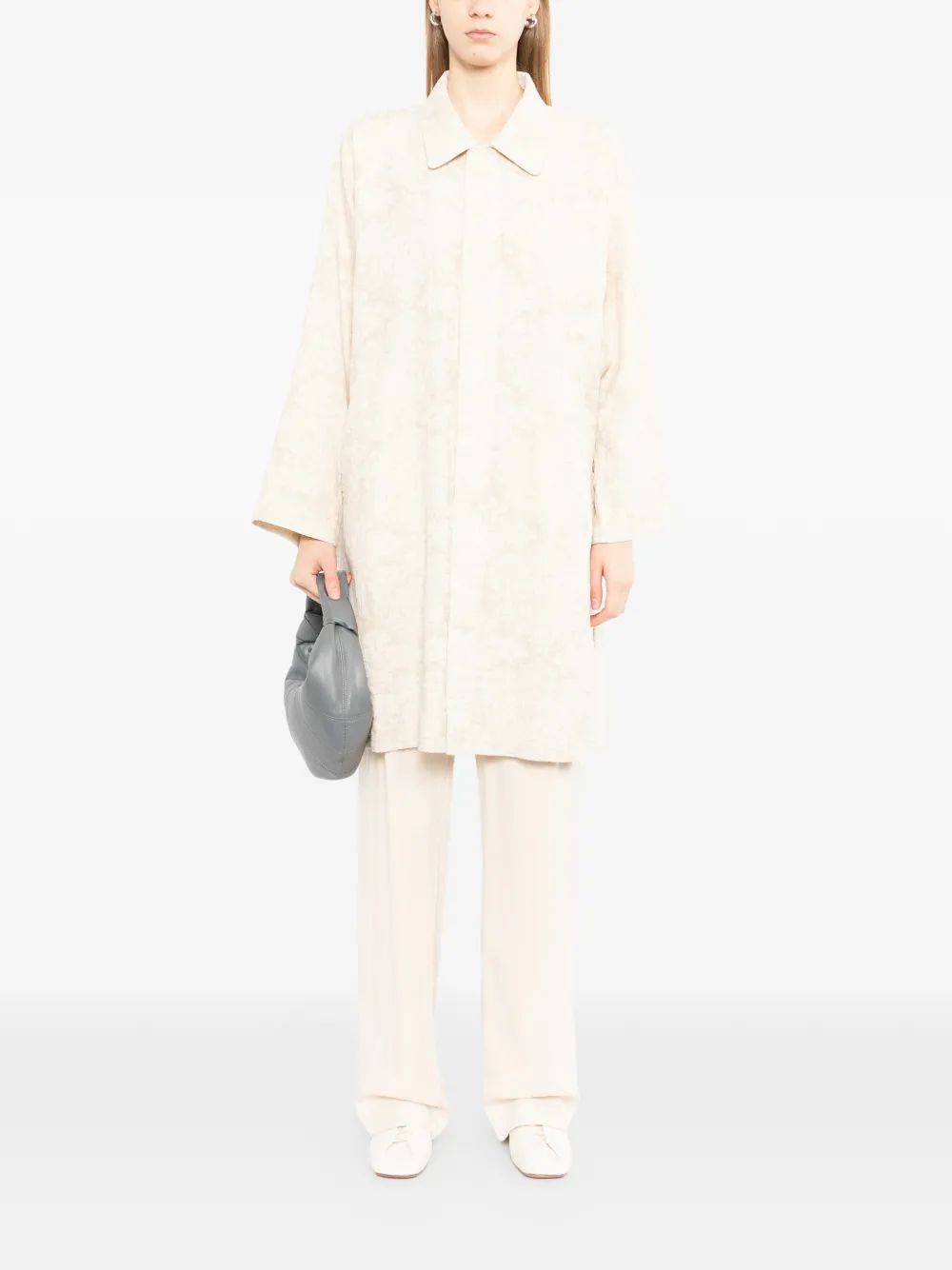  Kinyan Lam Patterned Collared Coat - Neutrals 