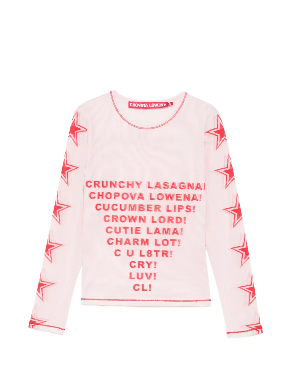 Chopova Lowena text print top - Rosa