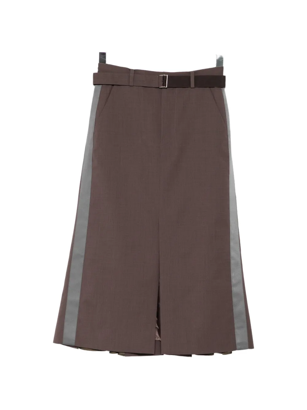 sacai belted panel skirt - Marrone