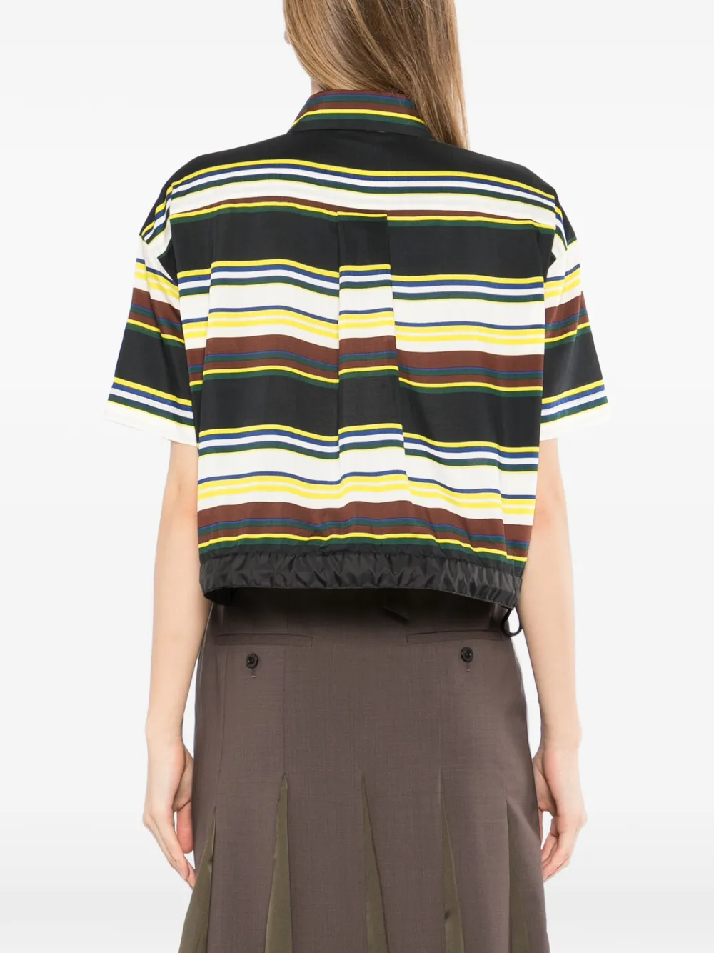 sacai Gestreept blouse met zak Bruin