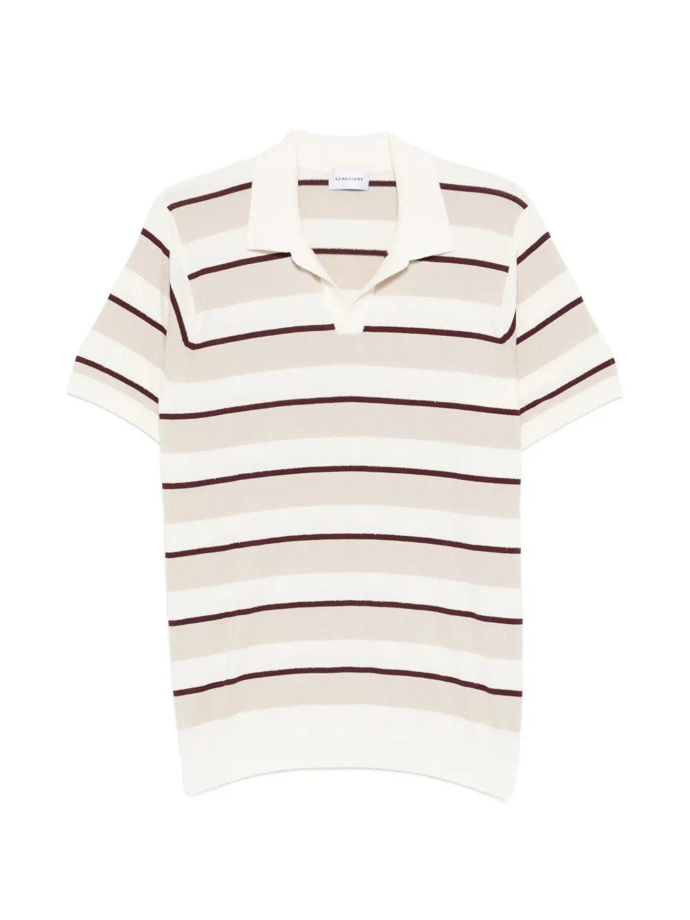 SCAGLIONE striped-pattern polo shirt - Bianco