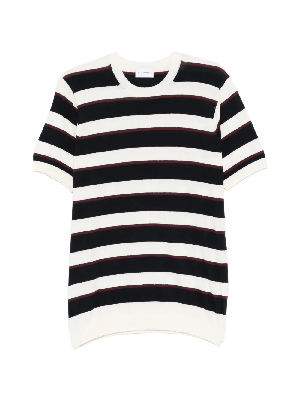 SCAGLIONE striped-patterb crew-neck T-shirt - Toni neutri