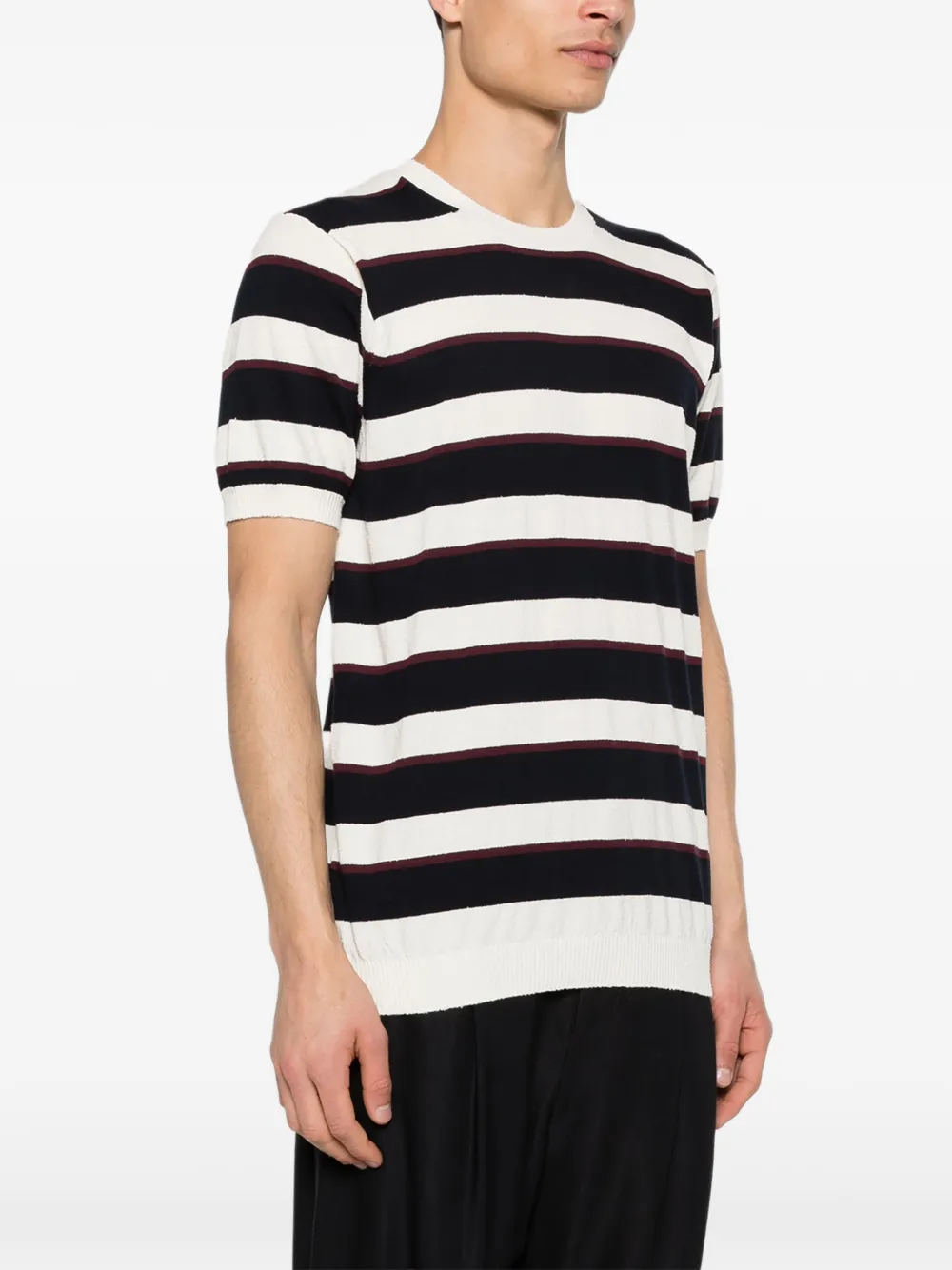  Scaglione Striped-patterb Crew-neck T-shirt - Neutrals 