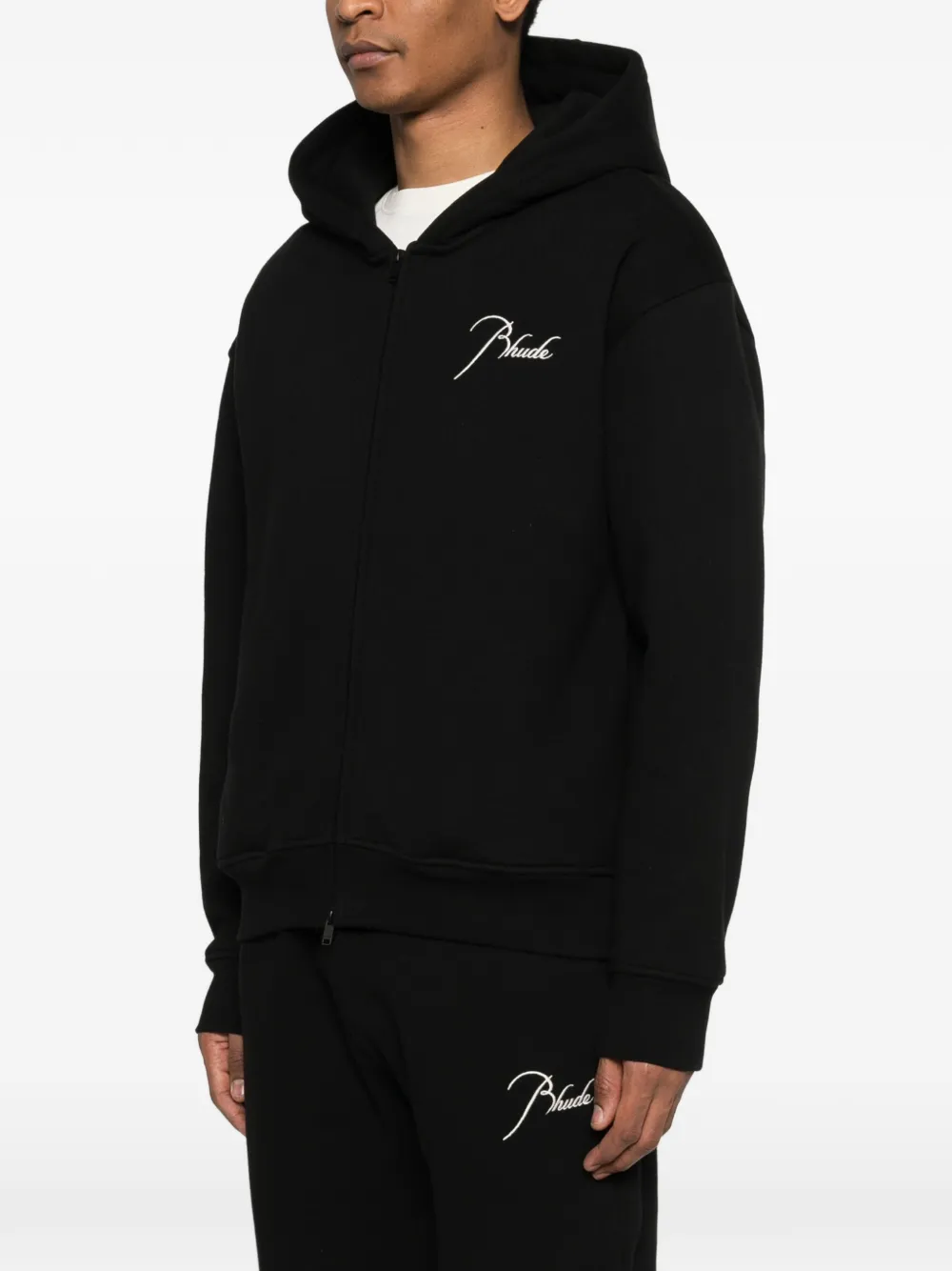 RHUDE Signature hoodie met rits Zwart
