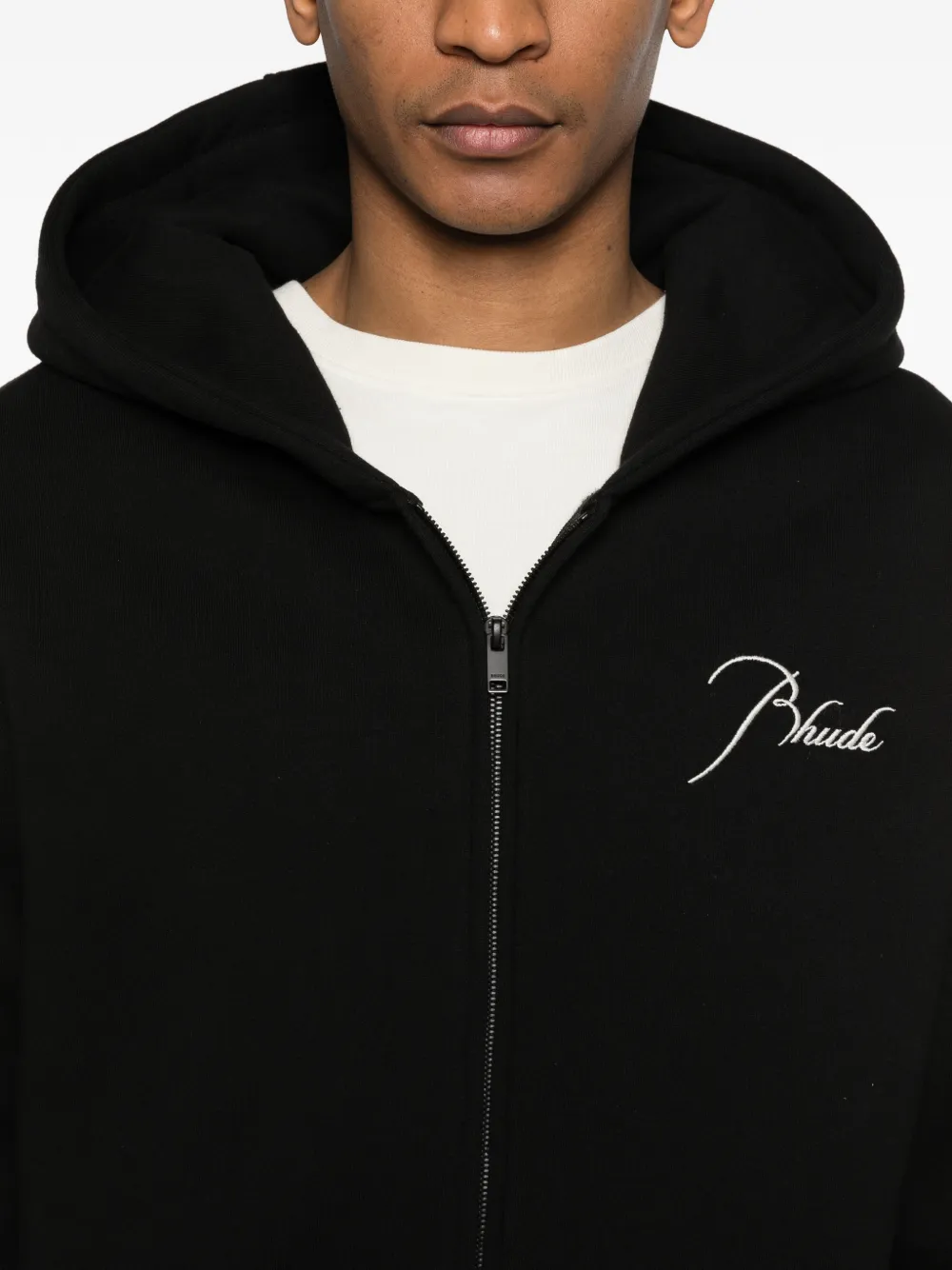 RHUDE Signature hoodie met rits Zwart
