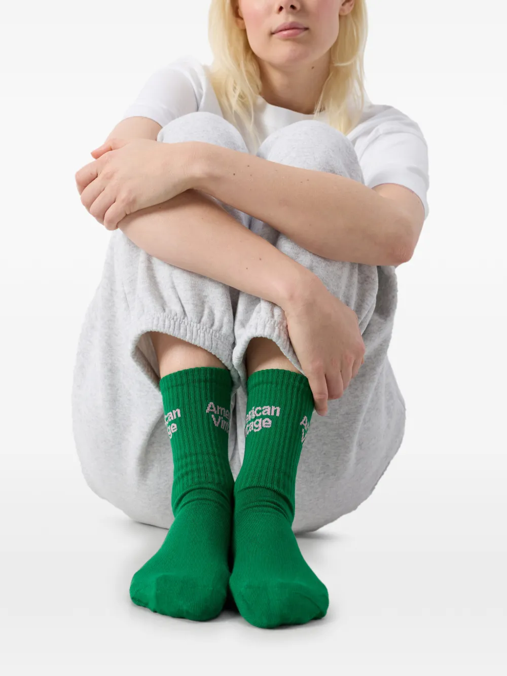 American Vintage Clypsun sokken met intarsia logo Groen