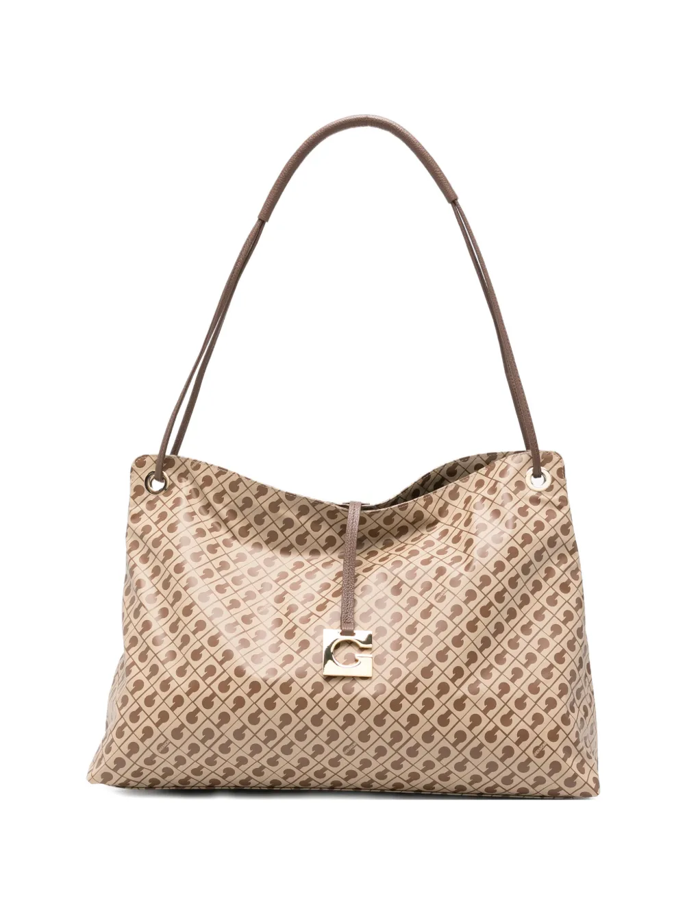 Gherardini logo pattern shoulder bag - Toni neutri