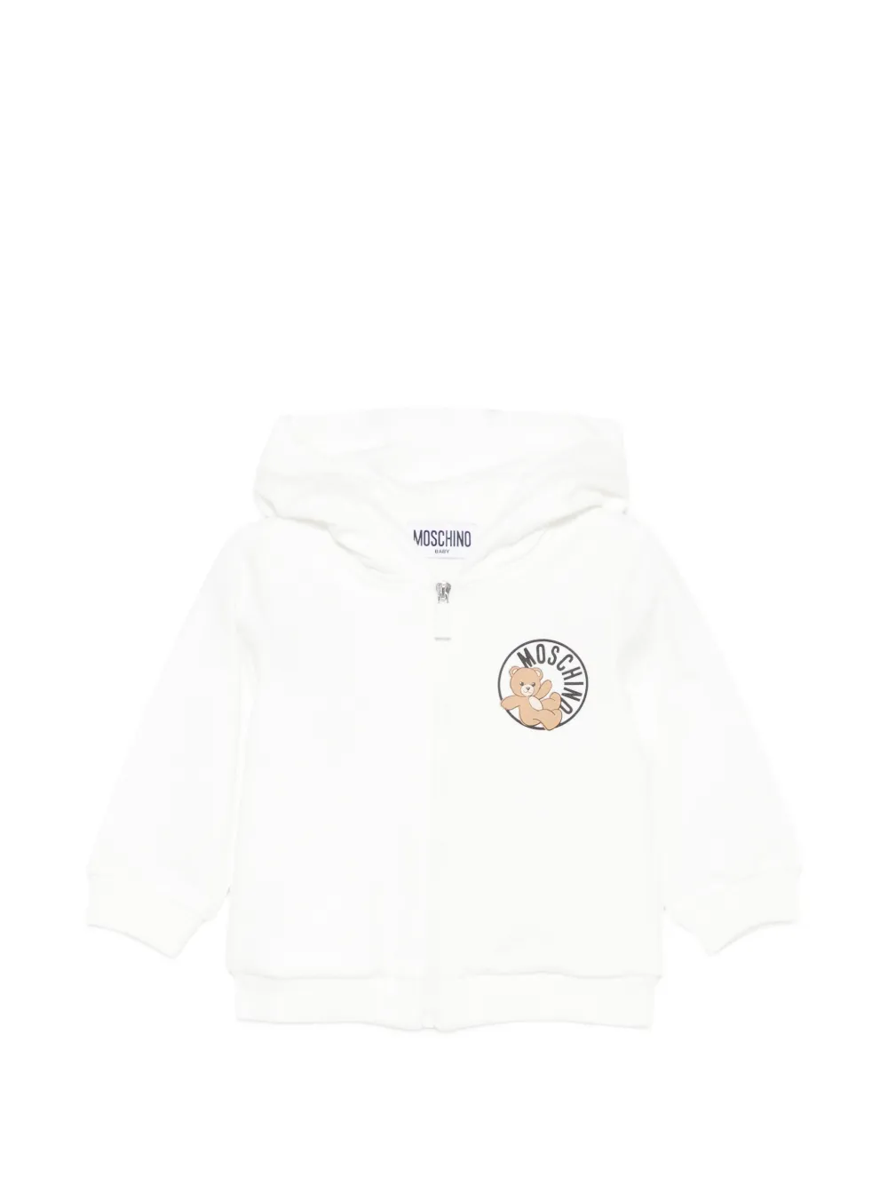 Moschino Kids logo-detail zip-fastening hoodie - Bianco
