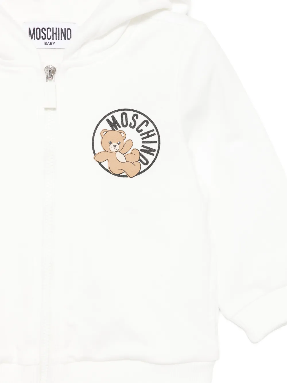 Moschino Kids Hoodie met ritssluiting en logodetail Wit