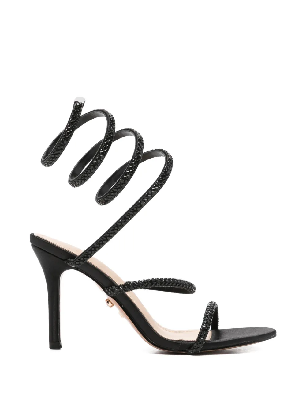 Twenty Four Haitch Zeja Embellished Spiral-bound Sandals In Black
