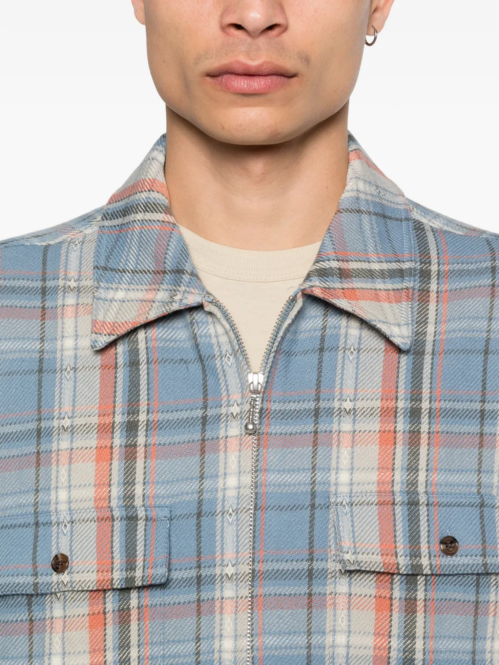 Awake NY Rivington geruit overhemd met rits Blauw
