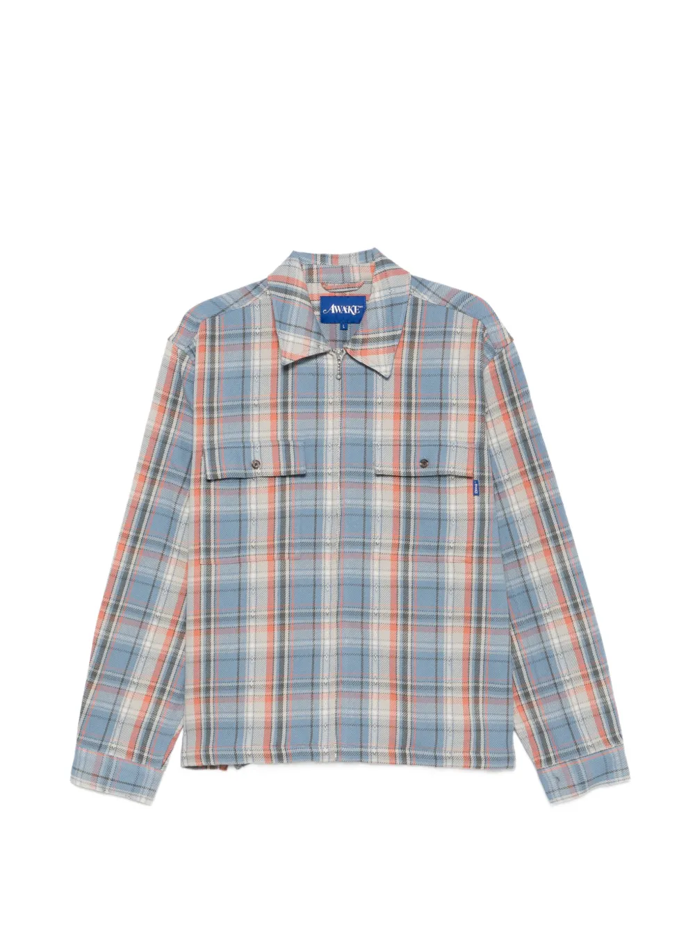 Awake NY 리빙턴 체크 지퍼 셔츠 | 블루