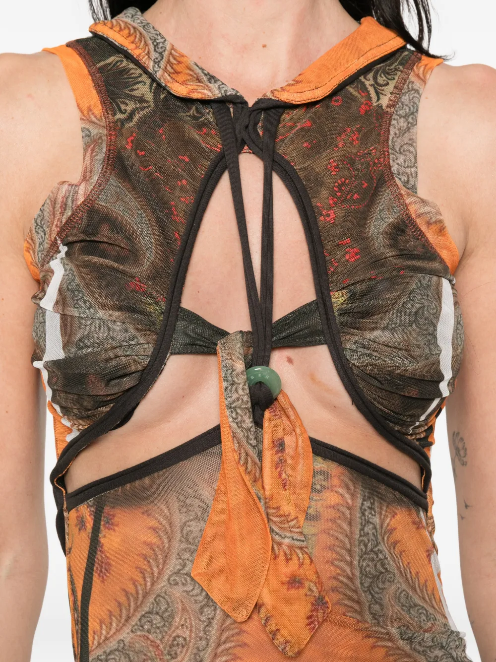 Ottolinger Top met gestrikt detail en print Oranje