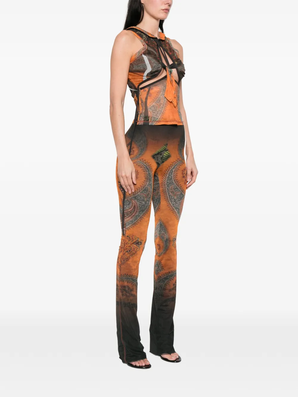  Ottolinger Printed Tie-detail Top - Orange 