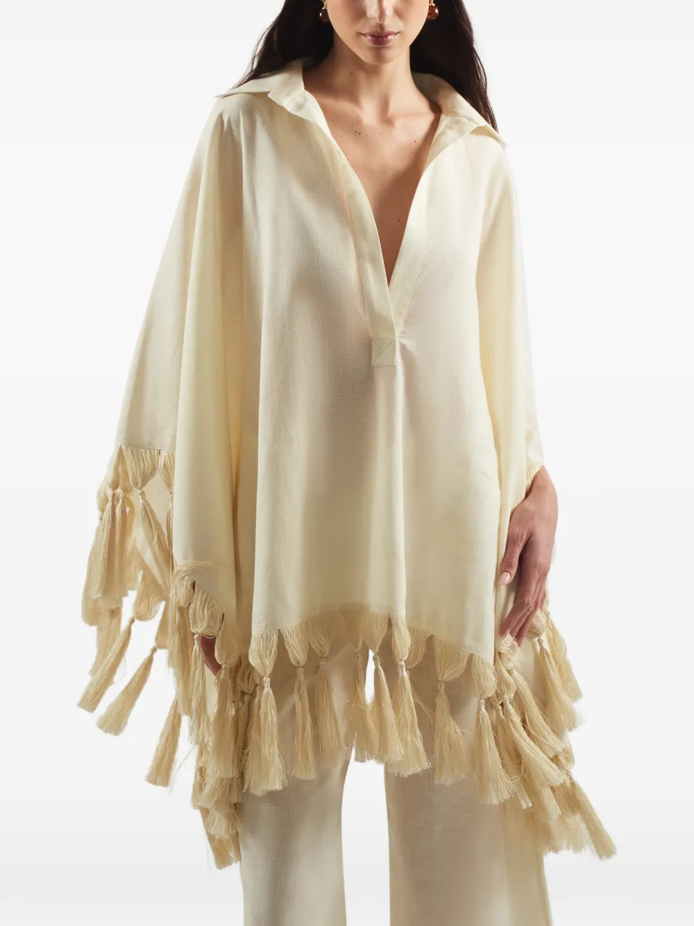 Taller Marmo Aguas Blancas tuniek met kwastje Beige