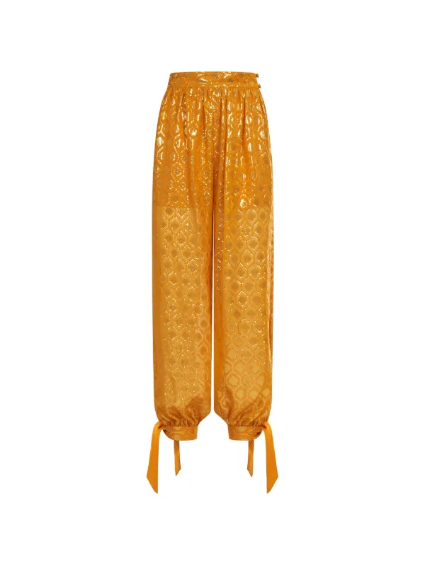 Taller Marmo Giuni Tie Ankle Trousers in Gold