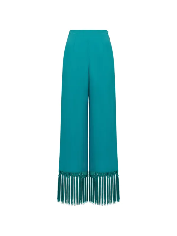 Taller Marmo Tulum Fringe-trimmed Trousers in Blue