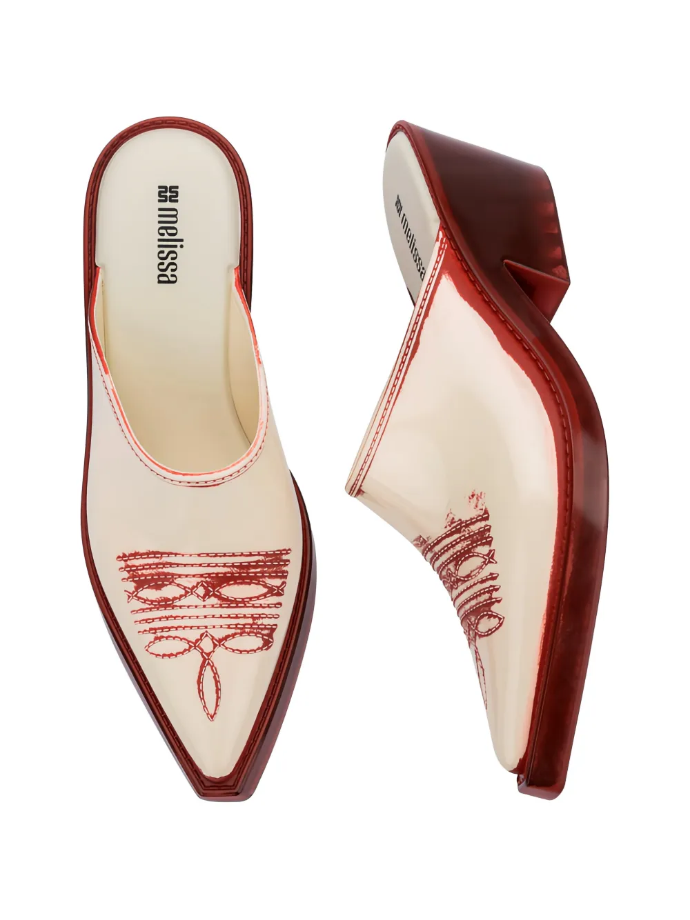 Melissa Texas muiltjes met borduurwerk Beige