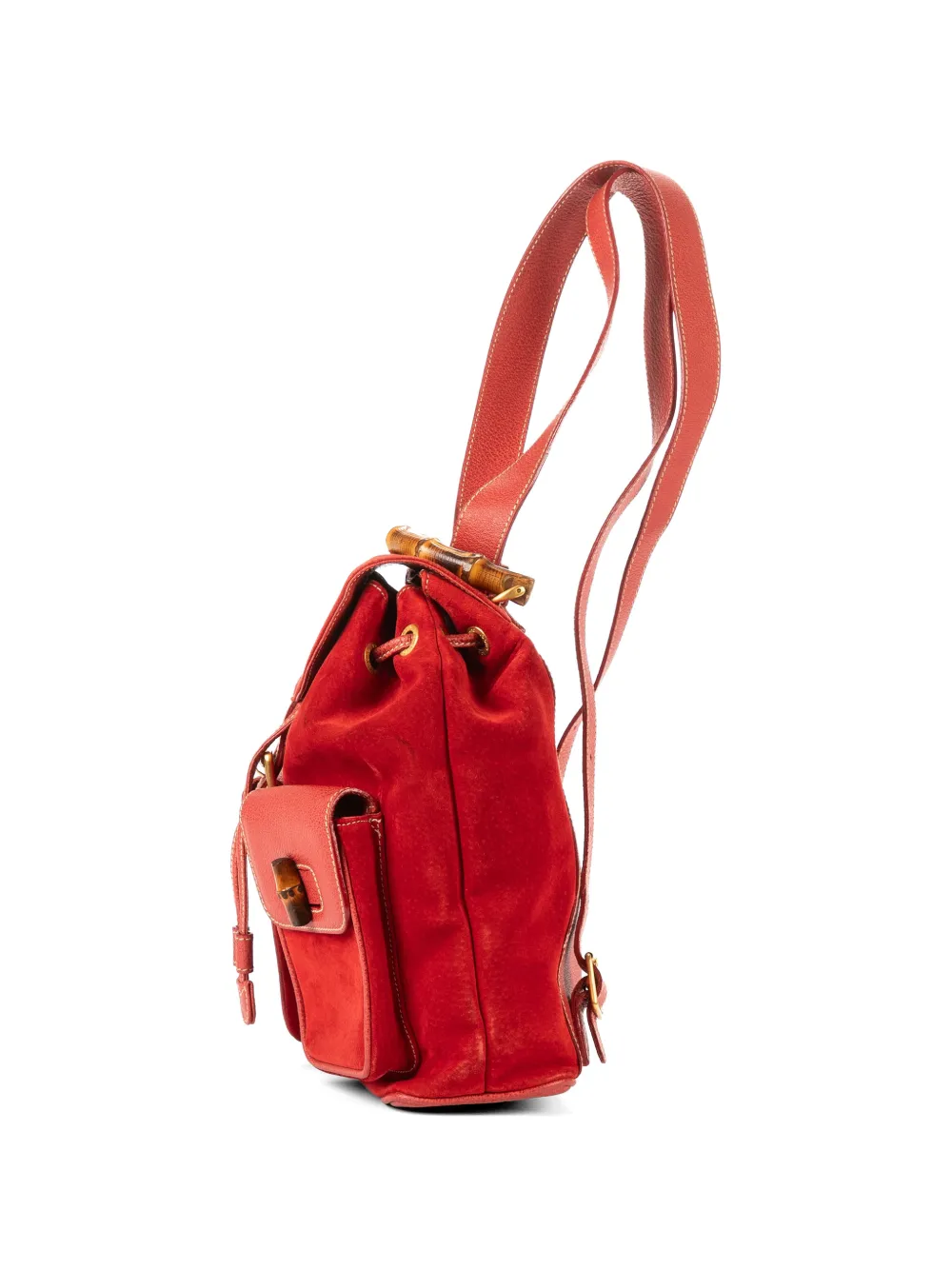 GUCCI Pre-owned Large Bamboo Backpack In Red