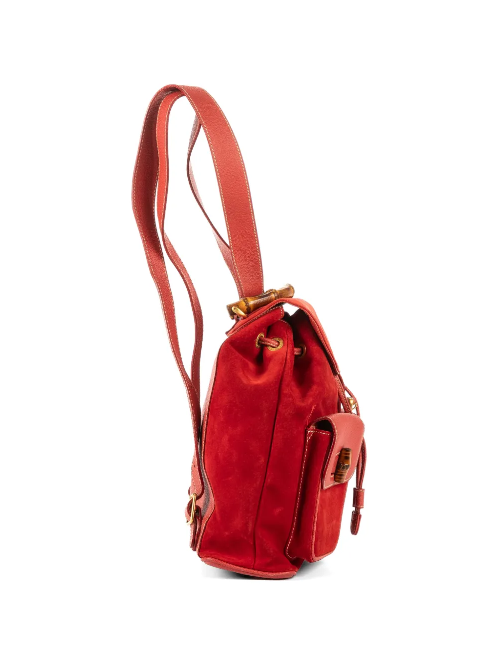 GUCCI Pre-owned Large Bamboo Backpack In Red