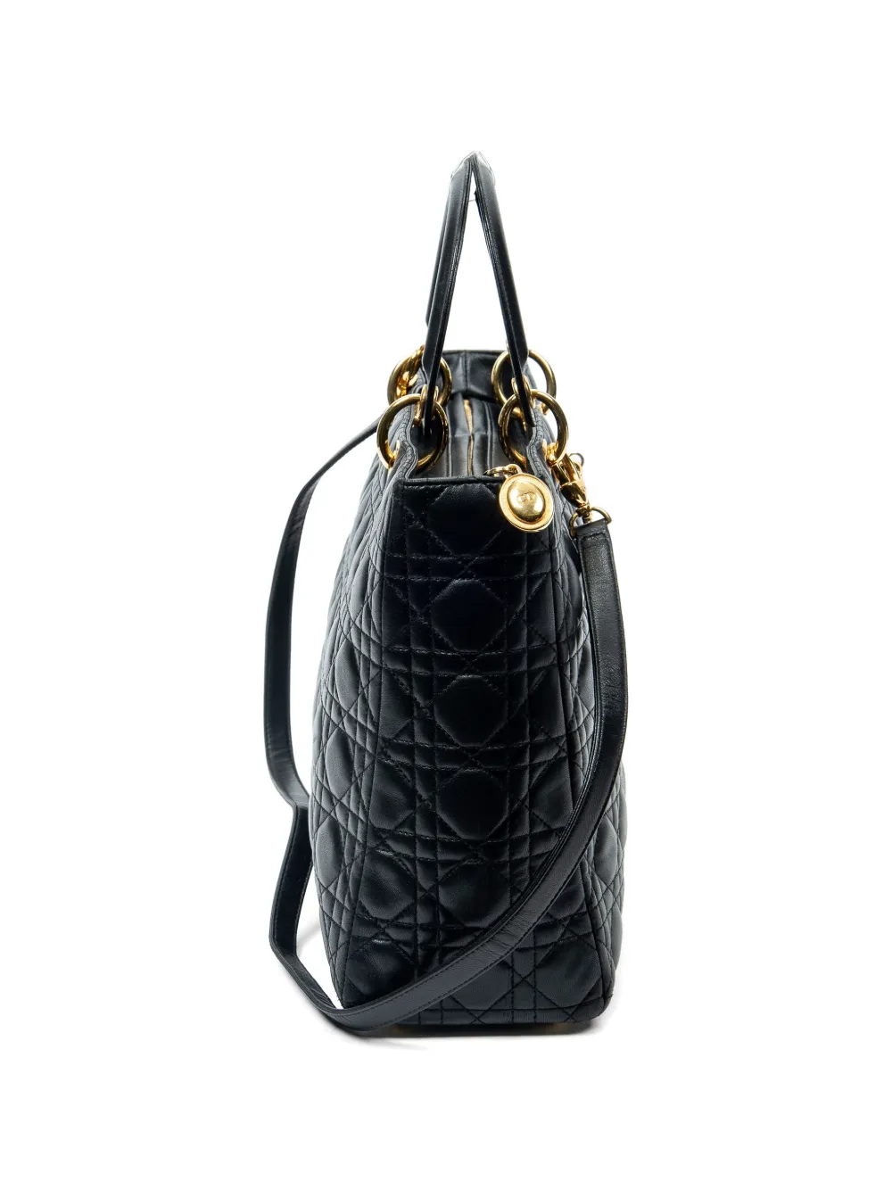 Large Lady Dior Zip Quilted Shoulder Bag