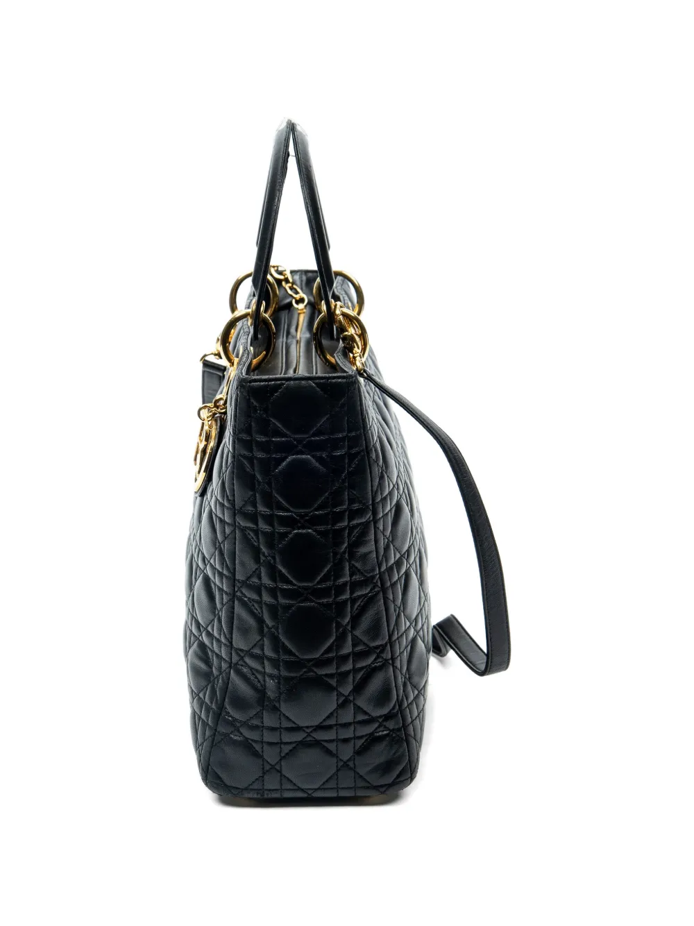 Large Lady Dior Zip Quilted Shoulder Bag