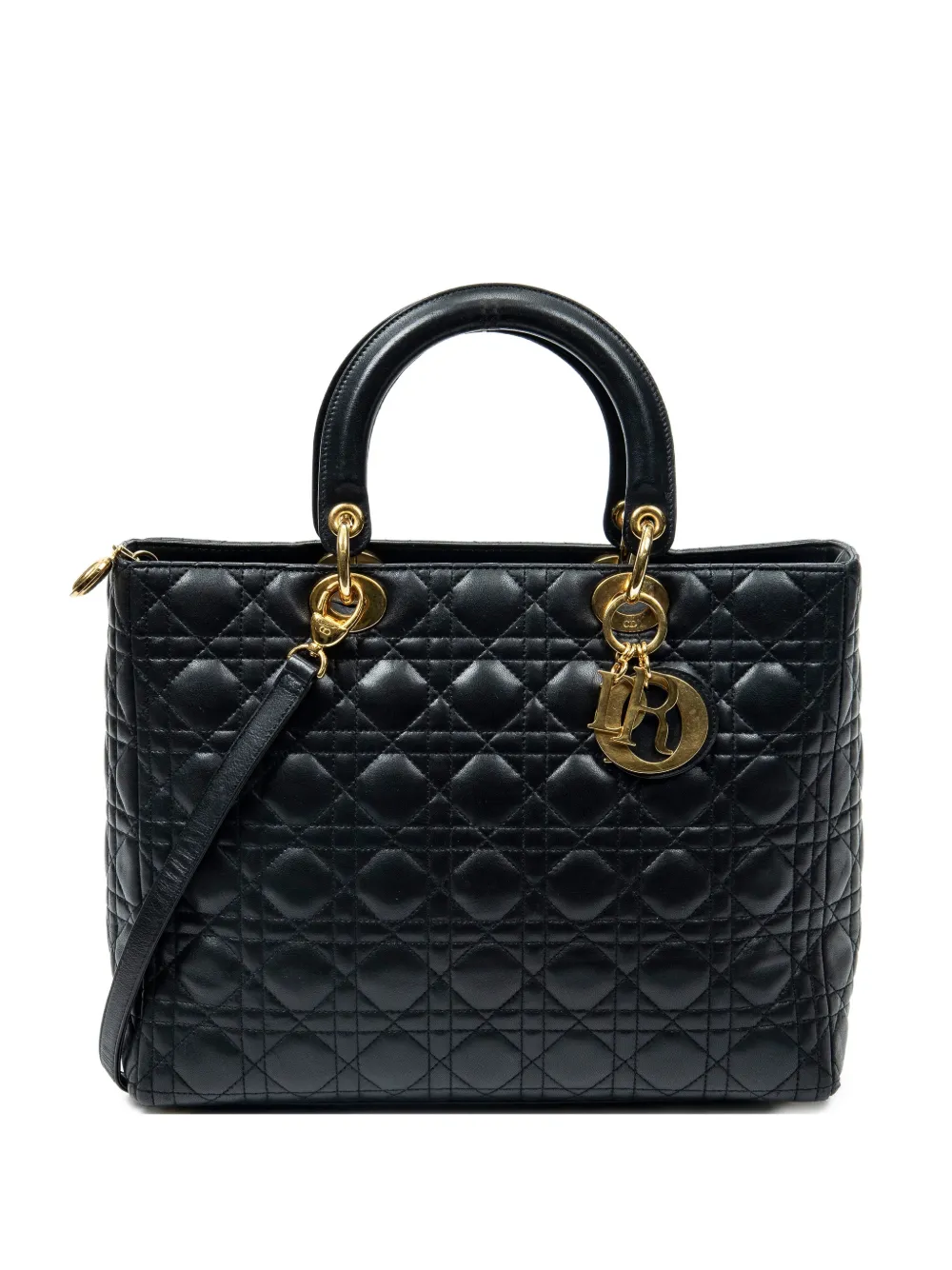 Christian Dior Pre-Owned large Lady Dior Zip quilted shoulder bag - Nero