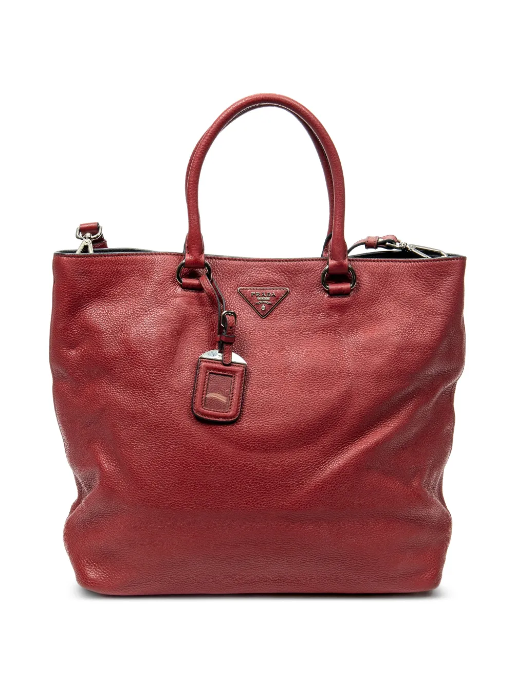 Prada Pre-Owned triangle-logo leather two-way handbag - Rosso