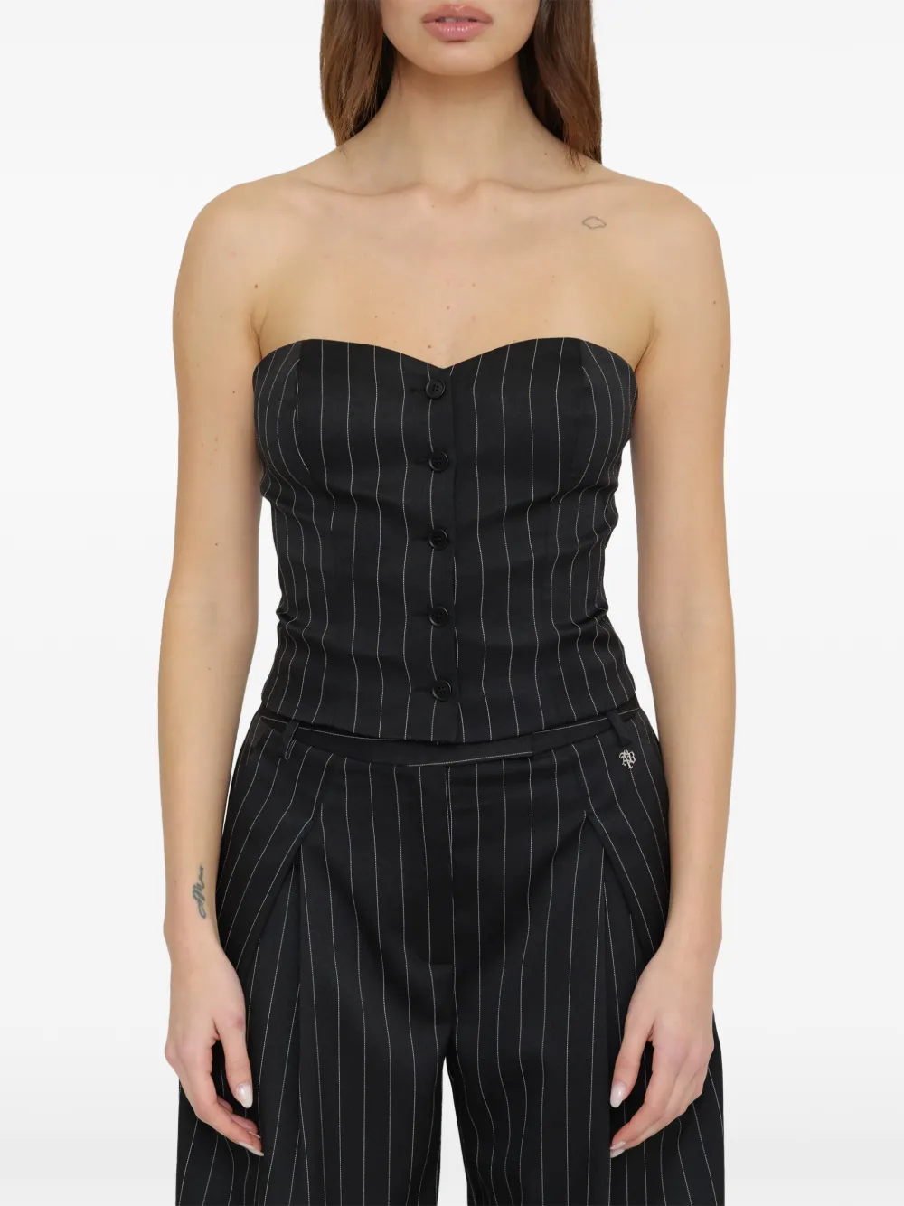 Aniye By Irina pinstripe button-front top - Nero