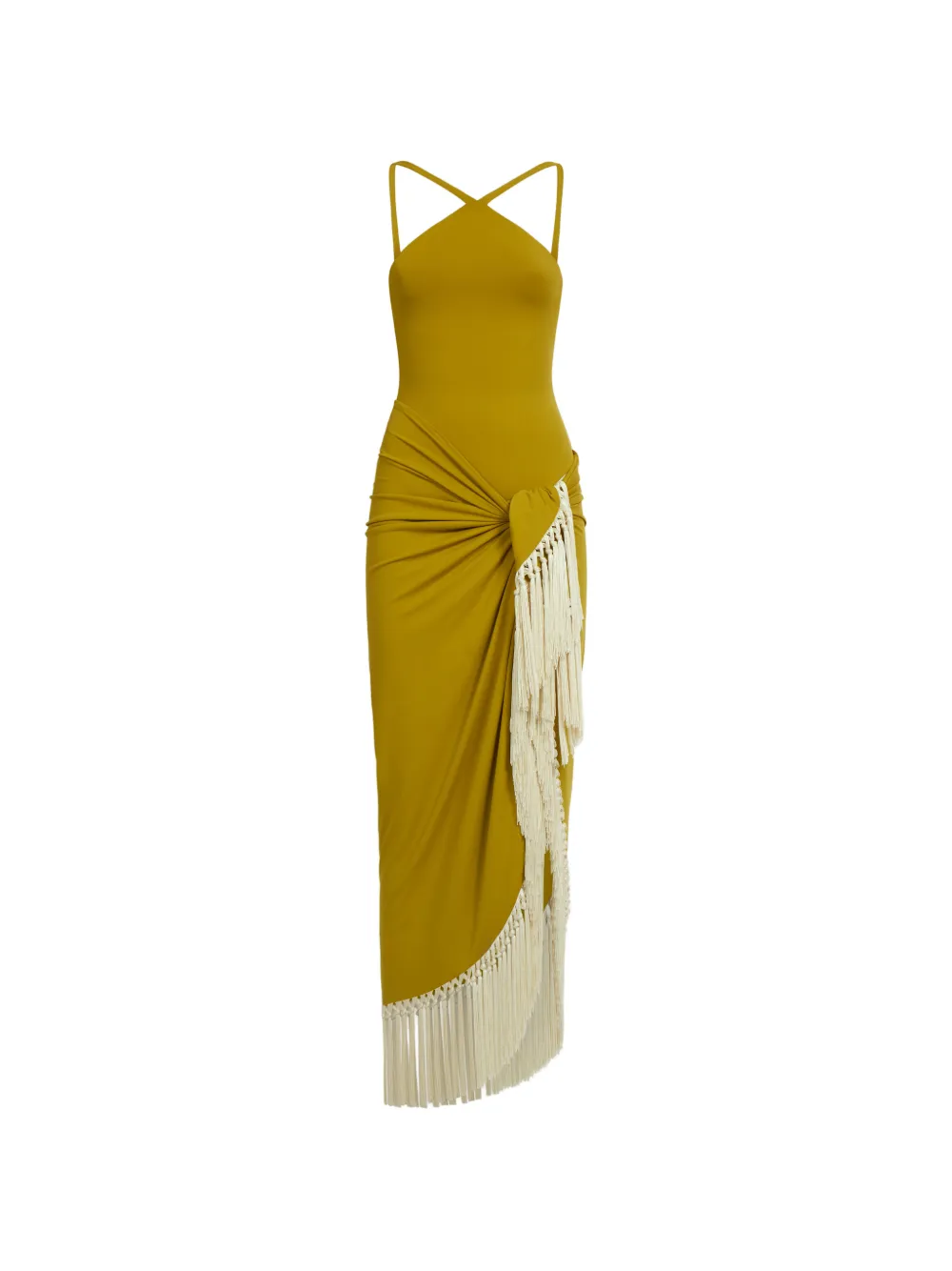 Taller Marmo Hera Artisana Fringed Swimsuit In Green