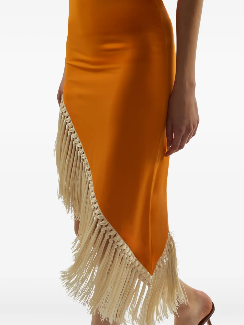 Taller Marmo Yacare asymmetrische jurk met franje Oranje